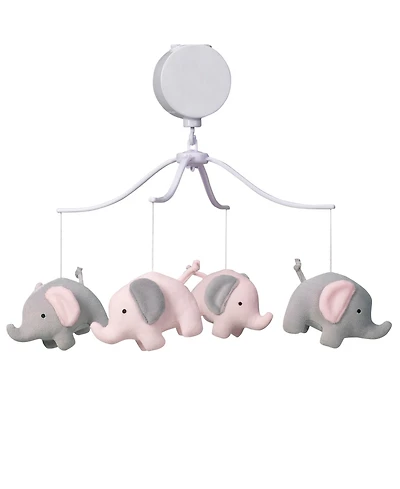 Bedtime Originals Eloise Pink/Gray Elephant Musical Baby Crib Mobile