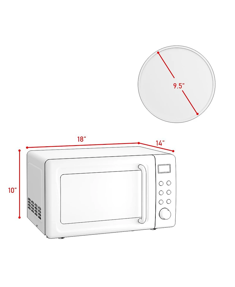 0.7Cu.ft Retro Countertop Microwave Oven 700W Led