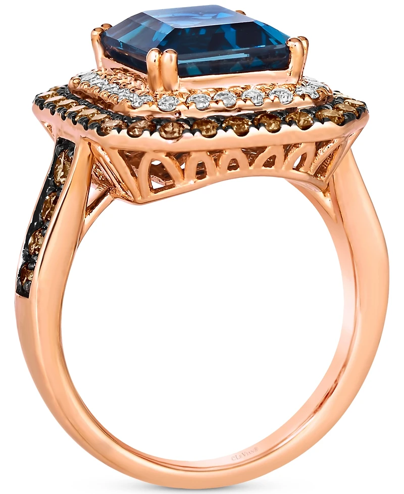 Le Vian Deep Sea Blue Topaz (5 ct. t.w.), Chocolate Diamonds (3/4 ct. t.w.) & Nude Diamonds (1/4 ct. t.w.) Ring set in 14k Rose Gold