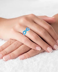 Lab-Grown Opal Inlay Infinity Ring Sterling Silver