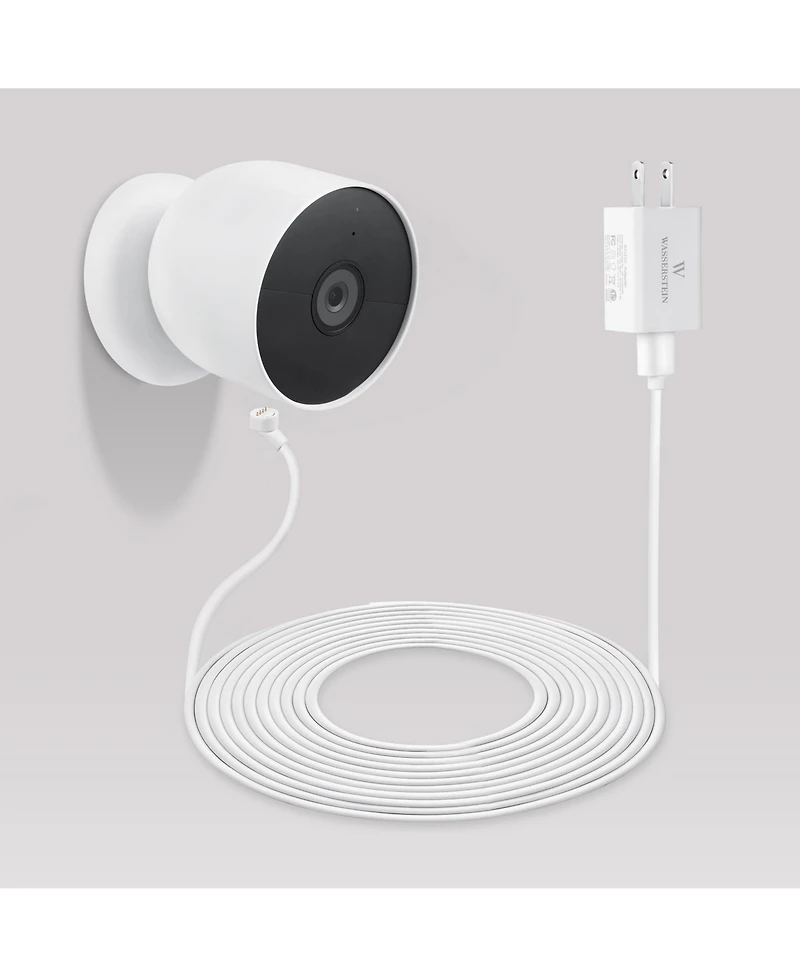 Wasserstein 26 ft Pogo Pin Cable and Adapter (5.2V/2A)- Power Cable Compatible with Google Nest Cam Outdoor or Indoor