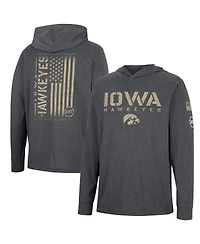 Men's Colosseum Charcoal Iowa Hawkeyes Team Oht Military-Inspired Appreciation Hoodie Long Sleeve T-shirt