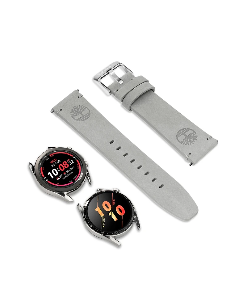 Timberland Unisex Ashby Gray Genuine Leather Universal Smart Watch Strap 22mm