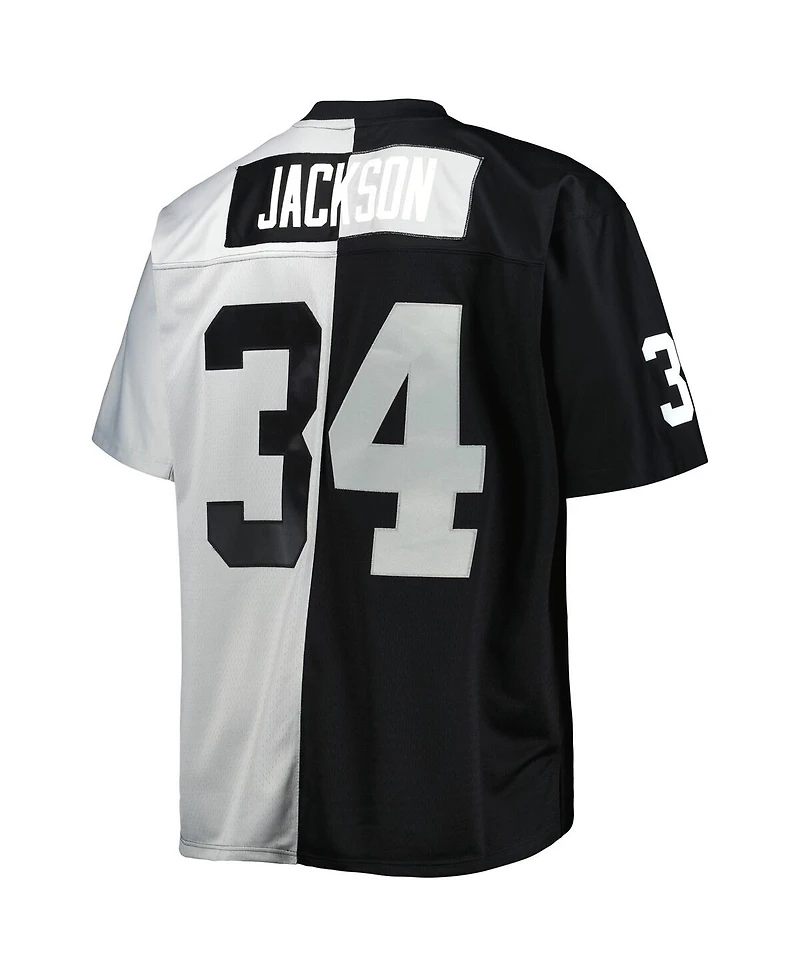 Men's Mitchell & Ness Bo Jackson Black, Silver Las Vegas Raiders Big and Tall Split Legacy Retired Player Replica Jersey