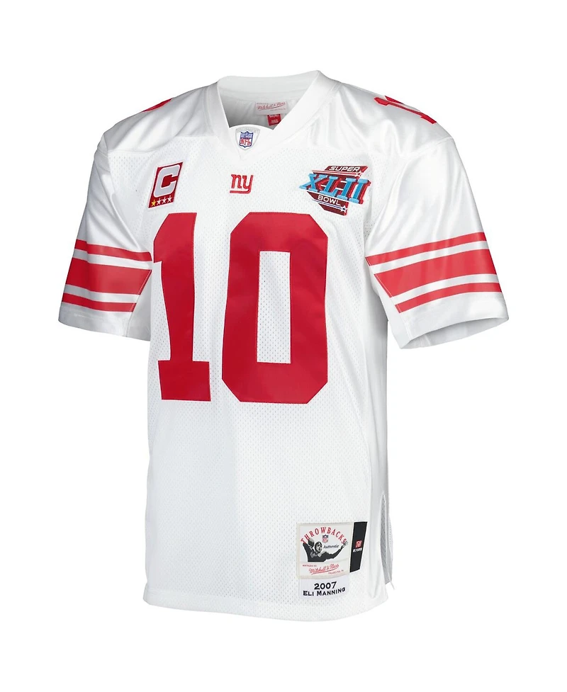 Men's Mitchell & Ness Eli Manning White New York Giants Super Bowl Xlii Authentic Throwback Retired Player Jersey