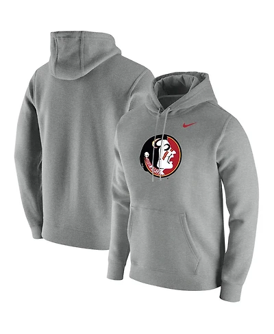Men's Nike Heathered Gray Florida State Seminoles Vintage-Like School Logo Pullover Hoodie