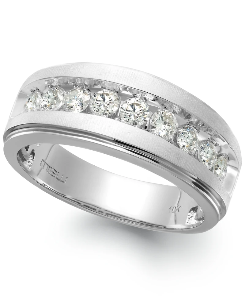 Men's Nine-Stone Diamond Ring 10k White Gold (1/4 ct. t.w.)