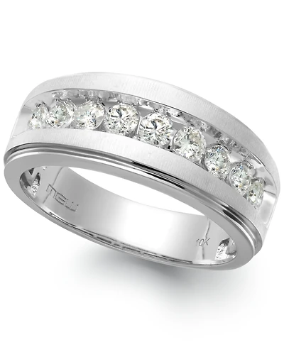 Men's Nine-Stone Diamond Ring 10k White Gold (1/4 ct. t.w.)
