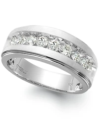 Men's Nine-Stone Diamond Ring 10k White Gold (1/4 ct. t.w.)