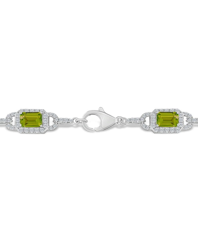 Macy's Peridot And White Topaz Bracelet (7 ct. t.w and 5/8 ct. t.w) in Sterling Silver