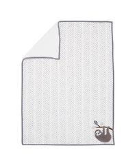 Lambs & Ivy Baby Jungle Gray/White Faux Shearling Sloth Baby Blanket