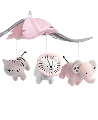 Lambs & Ivy Happy Jungle Musical Baby Crib Mobile Safari Animals Soother Toy