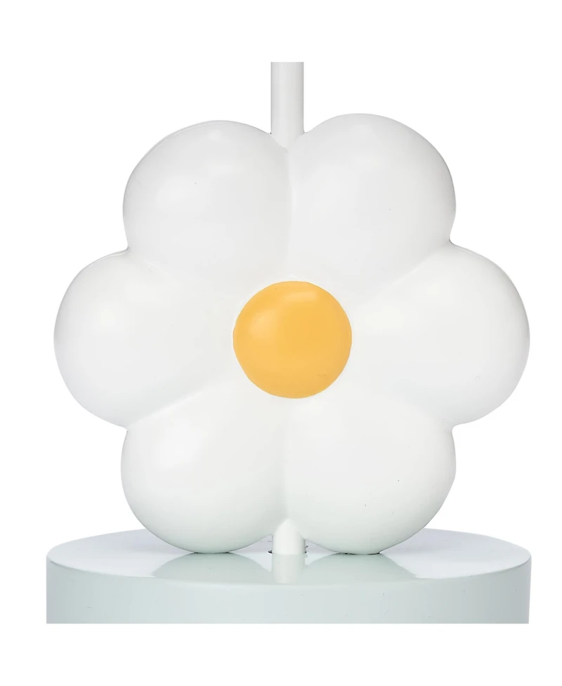 Lambs & Ivy Sweet Daisy White Floral Nursery/Child Lamp with Shade & Bulb