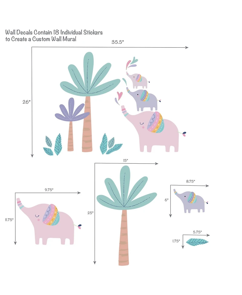 Bedtime Originals Elephant Dreams Colorful Tree Wall Decals / Stickers