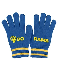 Women's Wear by Erin Andrews Royal Los Angeles Rams Double Jacquard Cuffed Knit Hat with Pom and Gloves Set