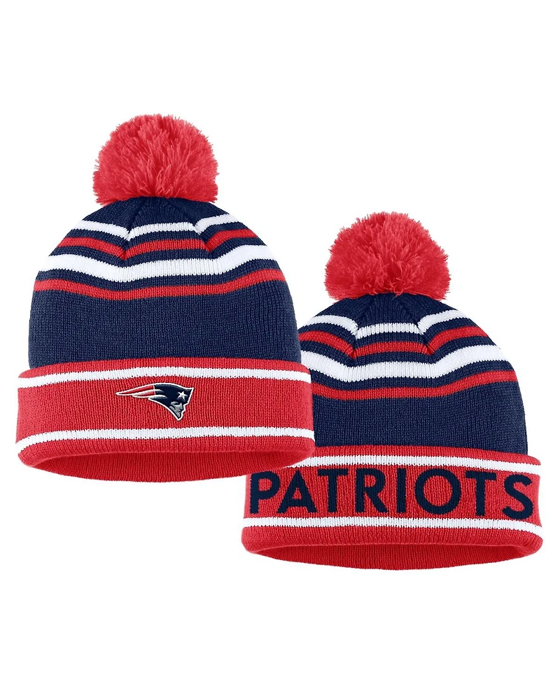 Women's Wear by Erin Andrews Red New England Patriots Colorblock Cuffed Knit Hat with Pom and Scarf Set