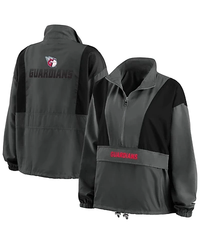 Women's Wear by Erin Andrews Charcoal Cleveland Guardians Packable Half-Zip Jacket