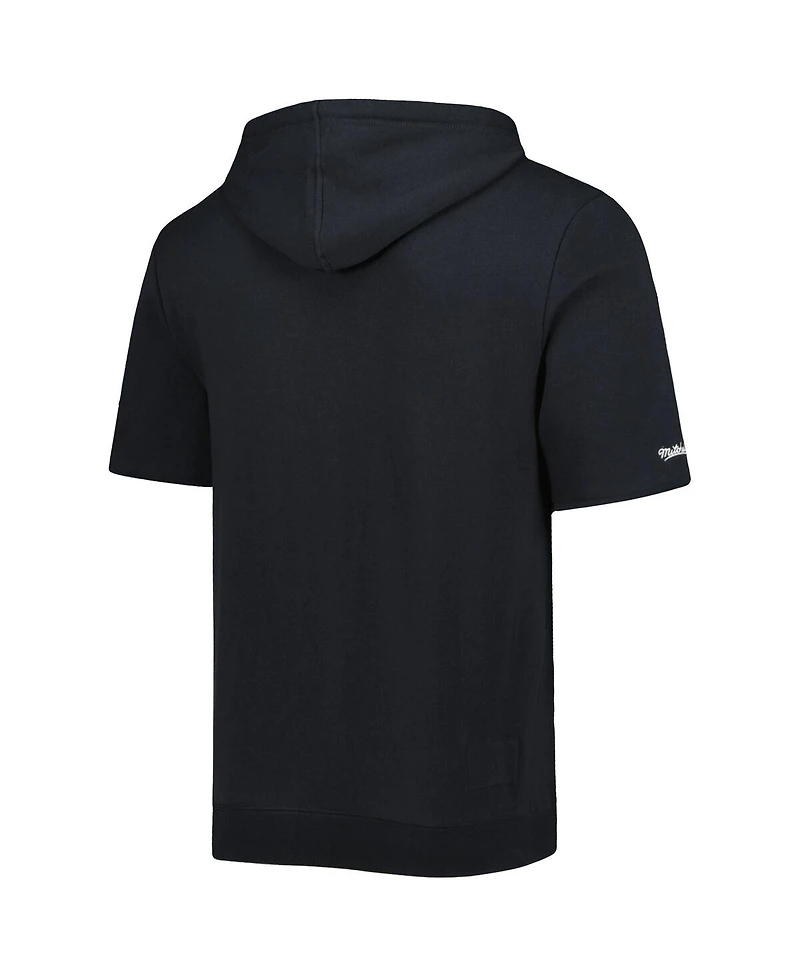 Men's Mitchell & Ness Black Pittsburgh Steelers Washed Short Sleeve Pullover Hoodie