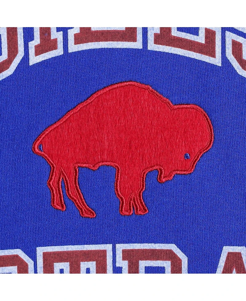 Men's Mitchell & Ness Royal Buffalo Bills Washed Short Sleeve Pullover Hoodie
