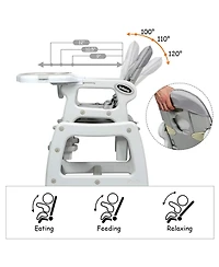 Costway Toddler 3 1 High Chair Adjustable Seat Back and Removable Trays