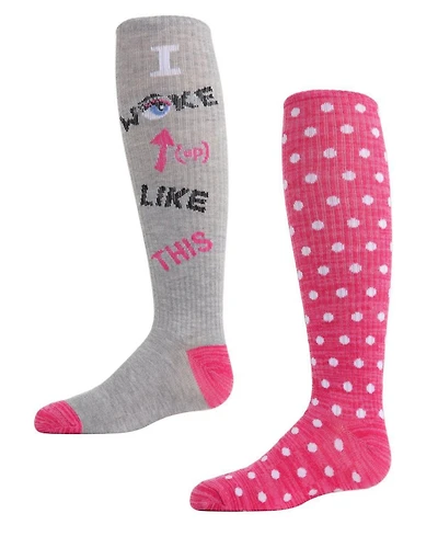 2 Pairs Girl's I Woke Up Like This Knee High Socks