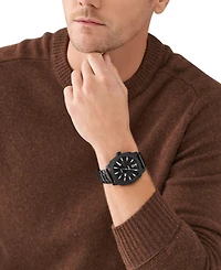 Fossil Men's Machine Quartz Black Stainless Steel Bracelet Watch, 49mm