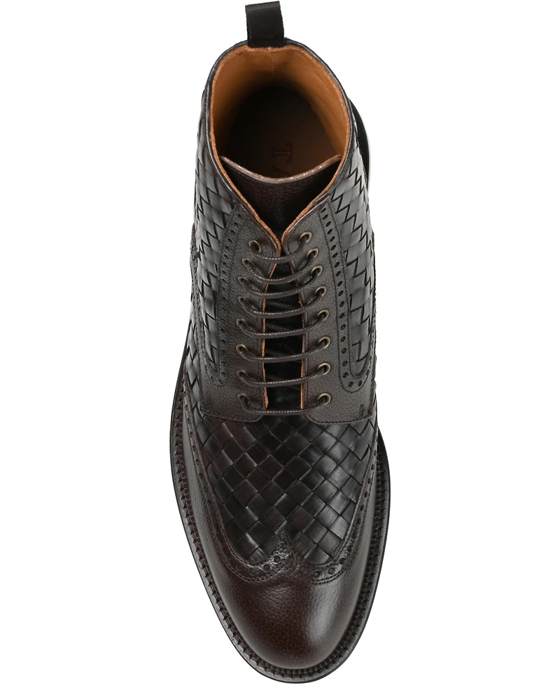 Taft Men's Saint Handwoven Leather Wingtip Dress Boots