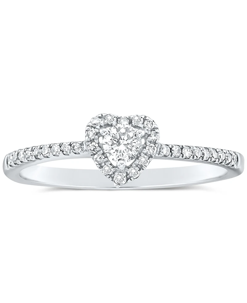 Diamond Heart Halo Engagement Ring (1/4 ct. t.w.) in 14k White, Yellow or Rose Gold