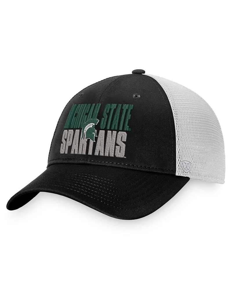 Men's Top of the World Black, White Michigan State Spartans Stockpile Trucker Snapback Hat