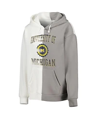 Women's Gameday Couture Gray, White Michigan Wolverines Split Pullover Hoodie