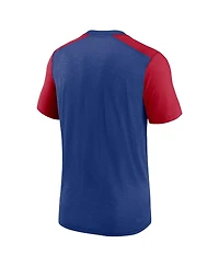 Men's Nike Heathered Royal, Red New York Giants Color Block Team Name T-shirt