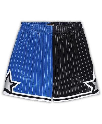 Men's Mitchell & Ness Blue, Black Orlando Magic Big and Tall Hardwood Classics Split Swingman Shorts