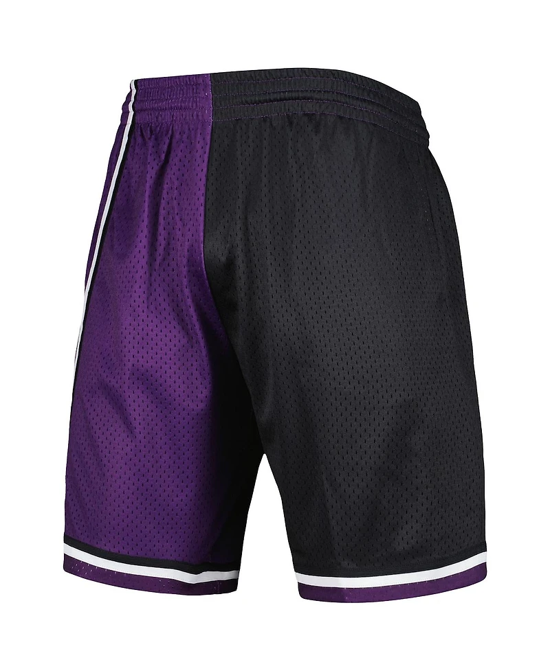 Men's Mitchell & Ness Black, Purple Sacramento Kings Hardwood Classics 2000 Split Swingman Shorts