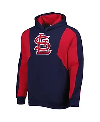 Men's Mitchell & Ness Navy, Red St. Louis Cardinals Colorblocked Fleece Pullover Hoodie