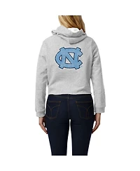 Women's League Collegiate Wear Ash North Carolina Tar Heels 2-Hit 1636 Cropped Pullover Hoodie
