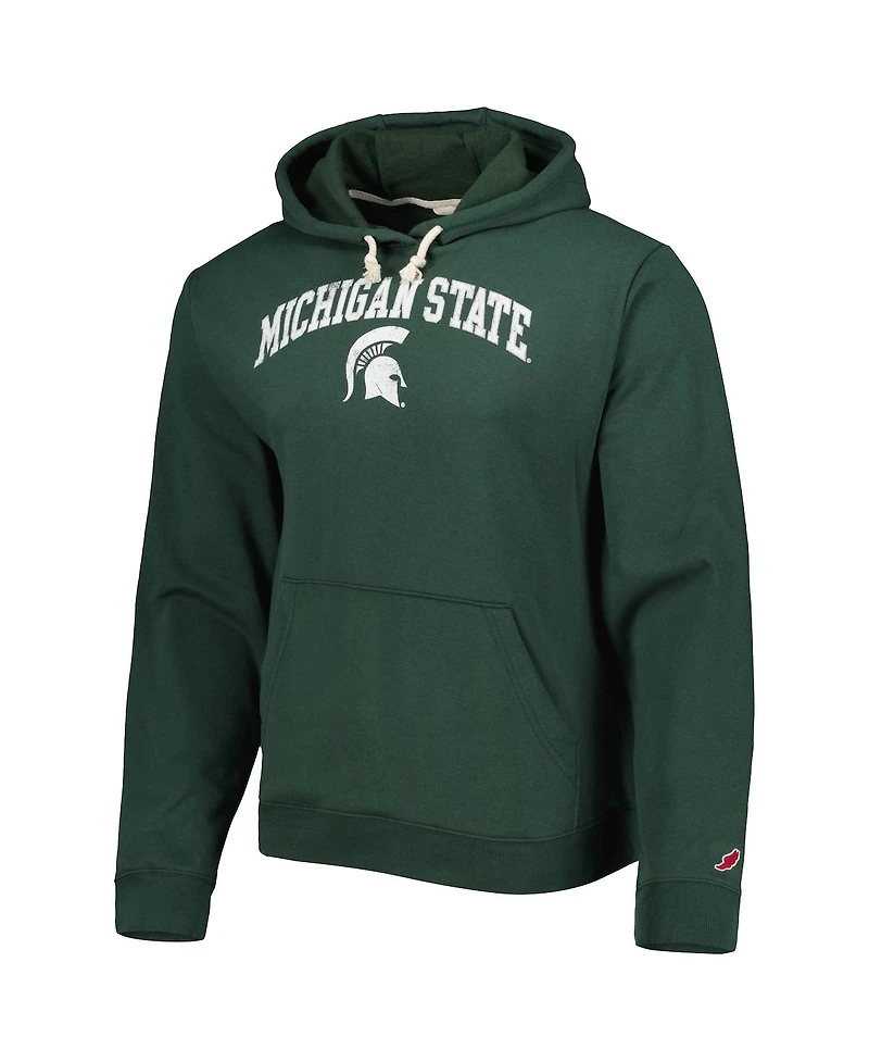 Men's League Collegiate Wear Green Michigan State Spartans Arch Essential Fleece Pullover Hoodie