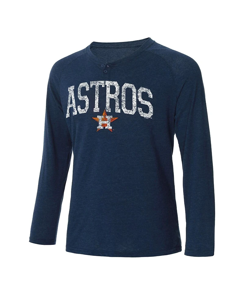 Men's Concepts Sport Navy Houston Astros Inertia Raglan Long Sleeve Henley T-shirt