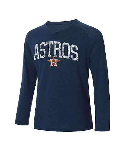 Men's Concepts Sport Navy Houston Astros Inertia Raglan Long Sleeve Henley T-shirt