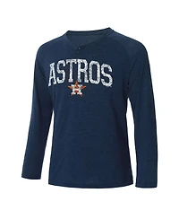 Men's Concepts Sport Navy Houston Astros Inertia Raglan Long Sleeve Henley T-shirt