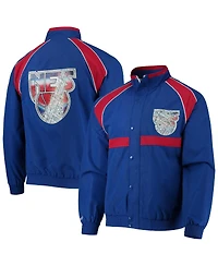 Men's New Jersey Nets Blue Mitchell & Ness Hardwood Classics 75th Anniversary Authentic Warmup Raglan Full-Snap Jacket