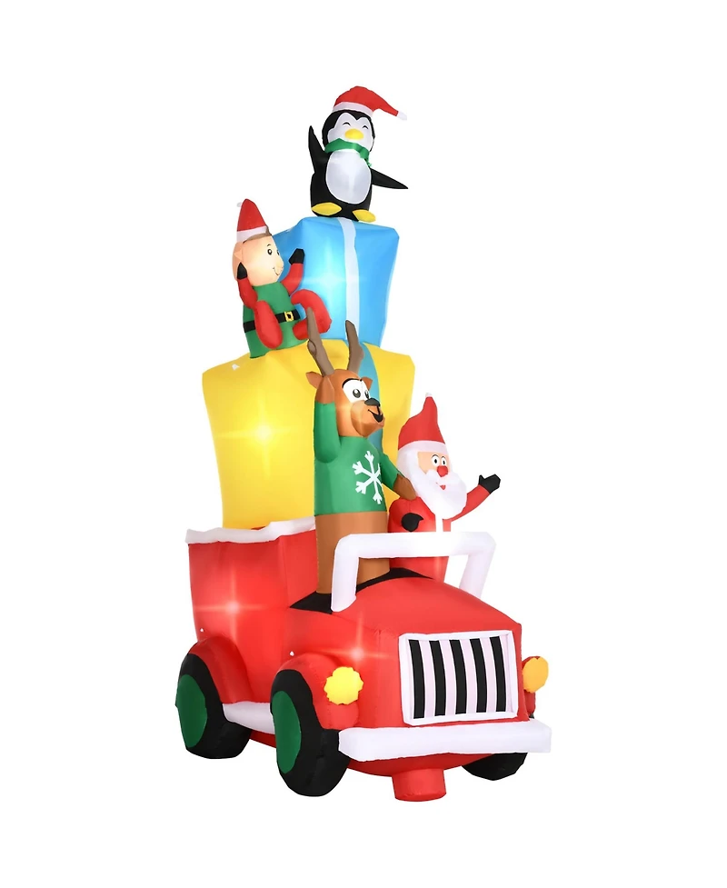Outsunny 9ft Inflatable Santa Claus Drives a Car with Built-in Led for Garden