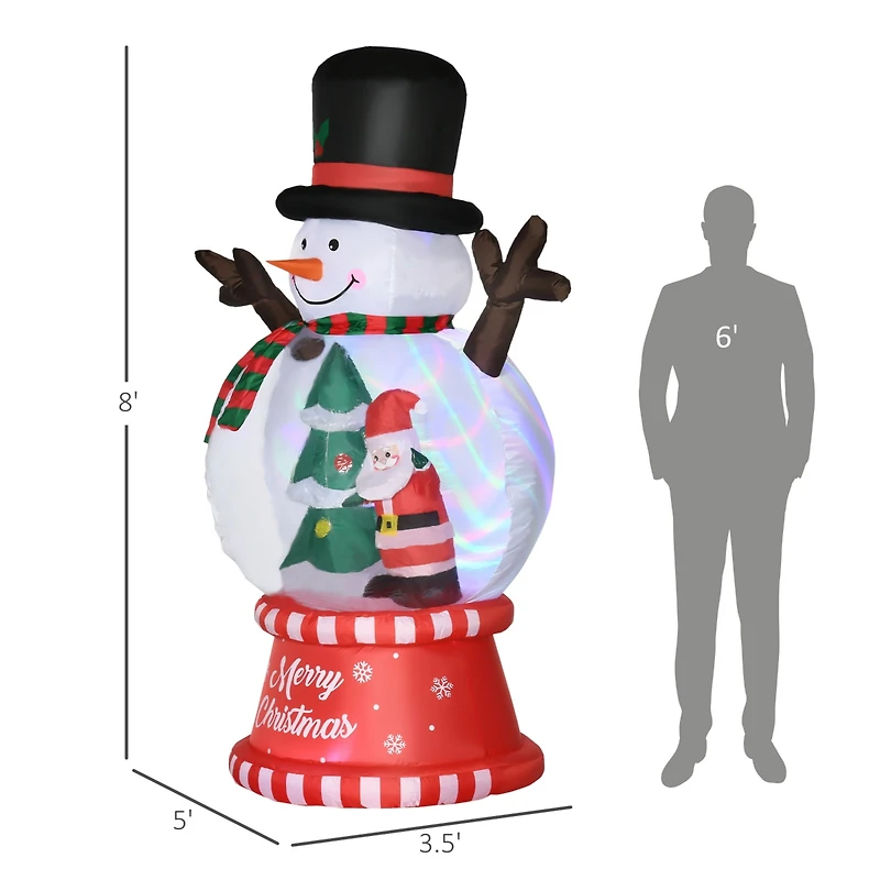 Outsunny 8' Inflatable Christmas Snowman w/ Crystal Ball Body Hat Led