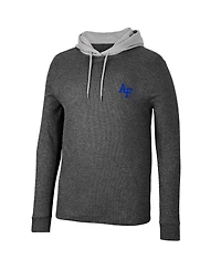 Men's Colosseum Black Air Force Falcons Ballot Waffle-Knit Thermal Long Sleeve Hoodie T-shirt