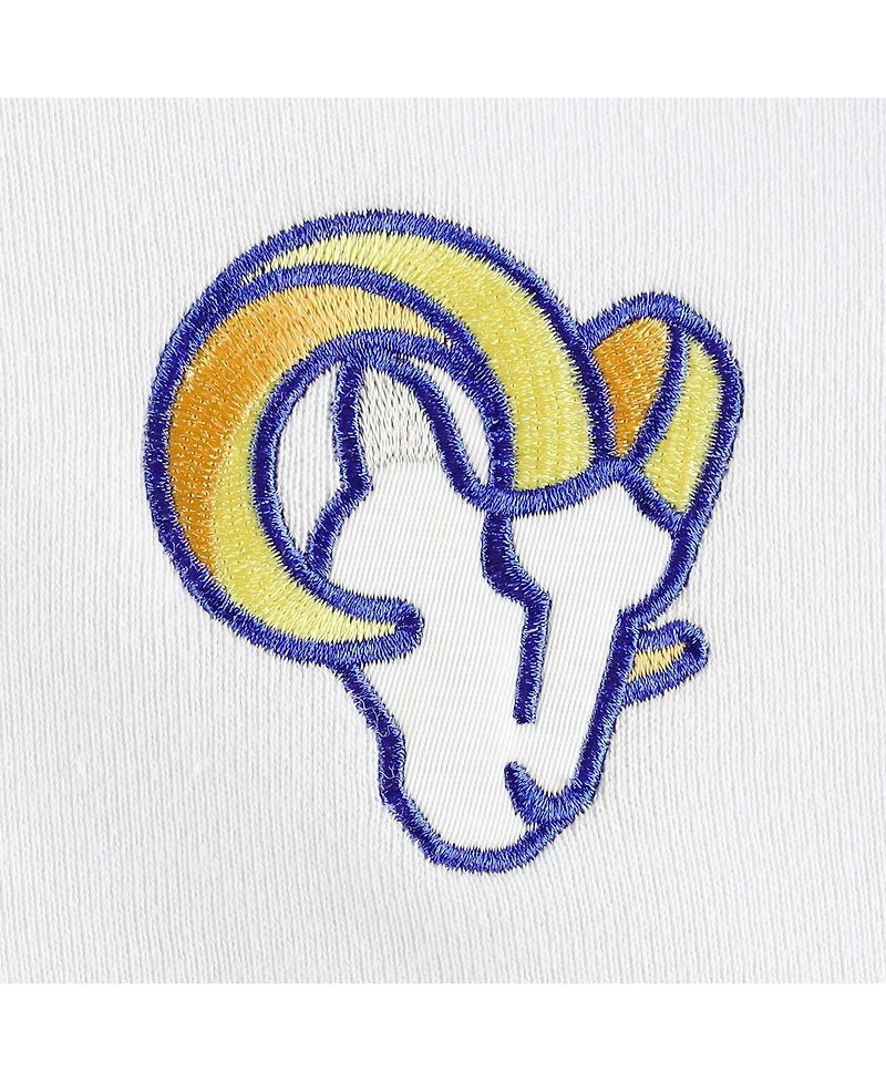 Women's Dkny Sport White and Royal Los Angeles Rams Bobbi Color Blocked Pullover Hoodie