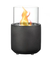 Tabletop Fireplace, Mini Concrete Ethanol Fire Bowl Lid Dark Grey
