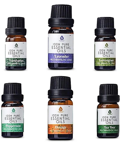 Pursonic 100% Pure Essential Aromatherapy Oils Gift Set-6 Pack , 10ML(Eucalyptus, Lavender, Lemon grass, Orange, Peppermint, Tea Tree)