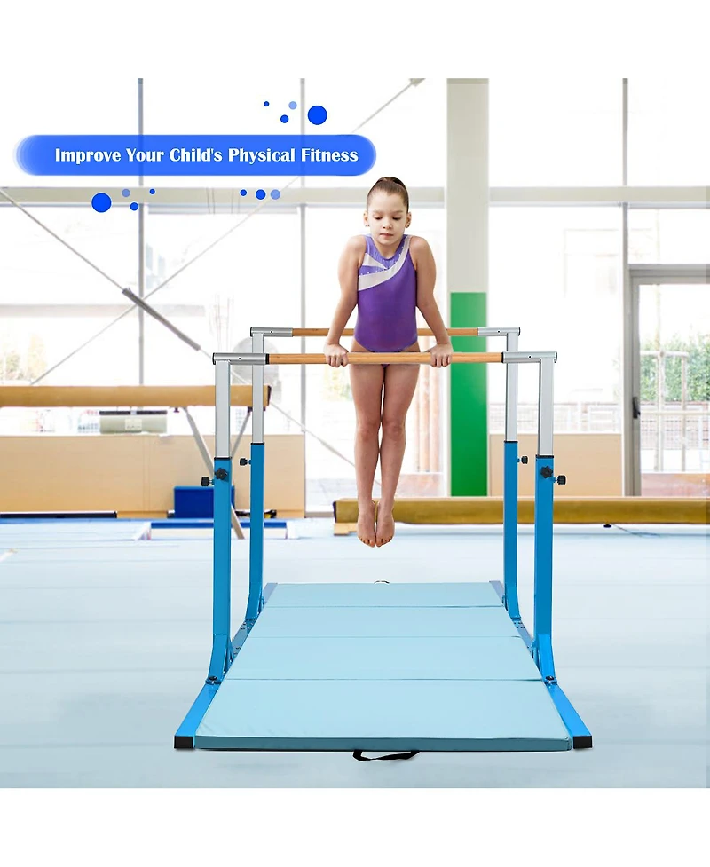 Costway Kids Gymnastics Parallel Bars Double Horizontal Bars Adjustable