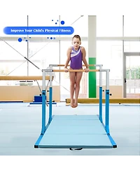 Costway Kids Gymnastics Parallel Bars Double Horizontal Bars Adjustable