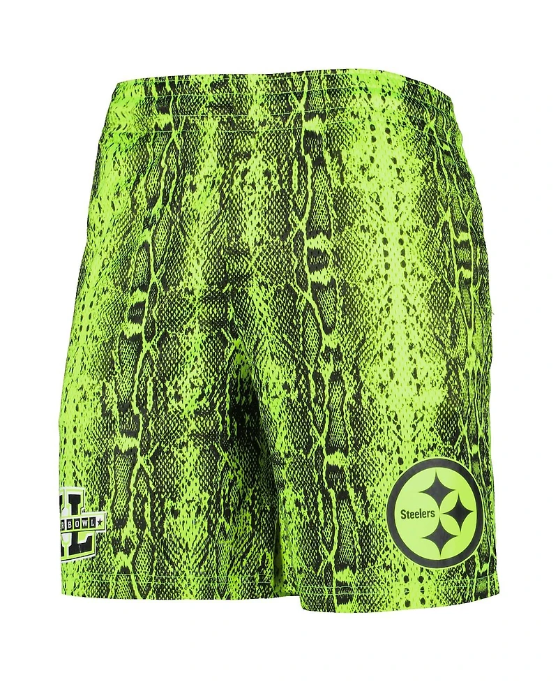 Men's New Era Neon Green Pittsburgh Steelers Summer Pop Shorts