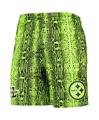 Men's New Era Neon Green Pittsburgh Steelers Summer Pop Shorts
